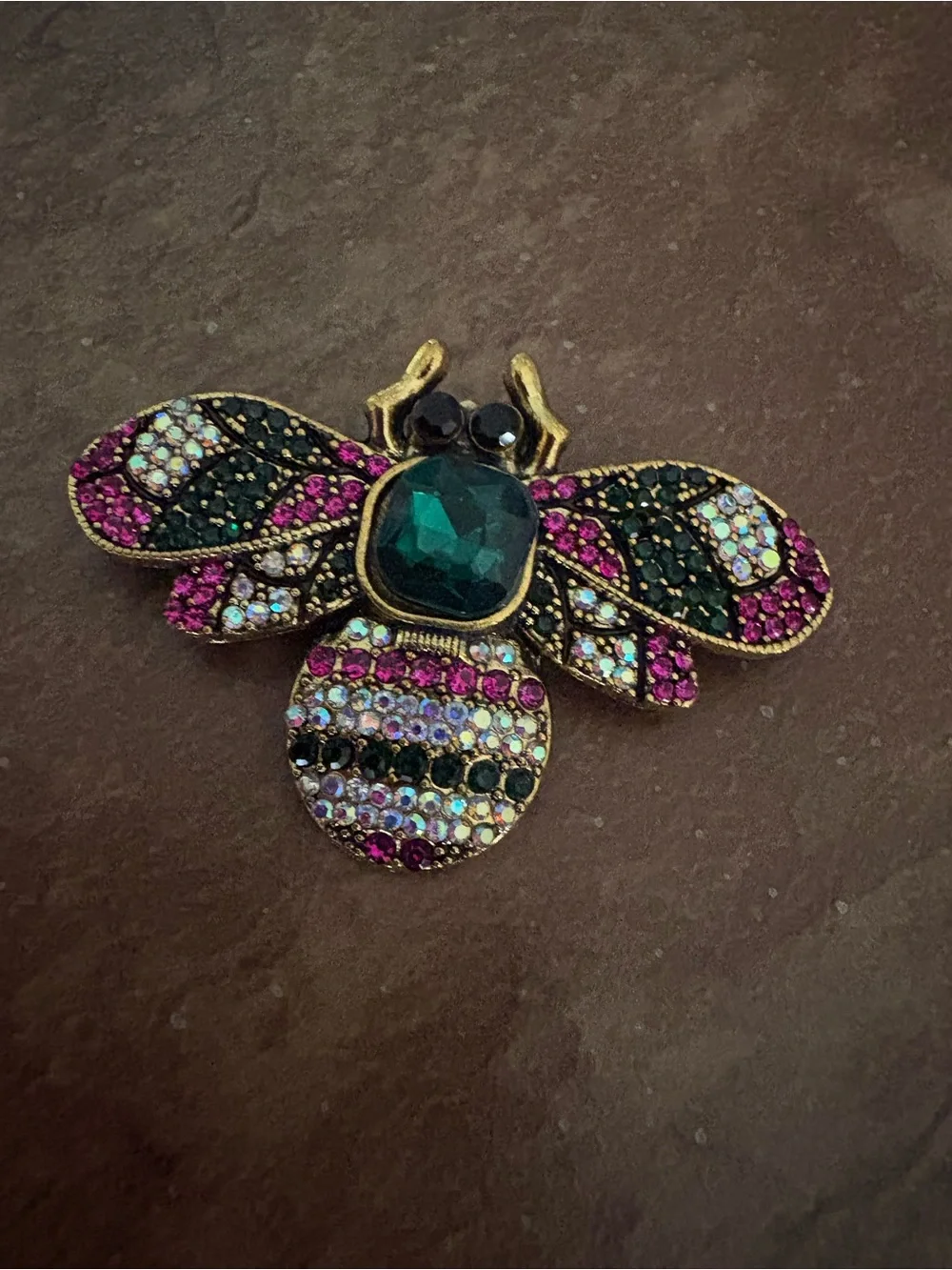 Crystal Bee Brooch and Butterly Gemstone Brooch